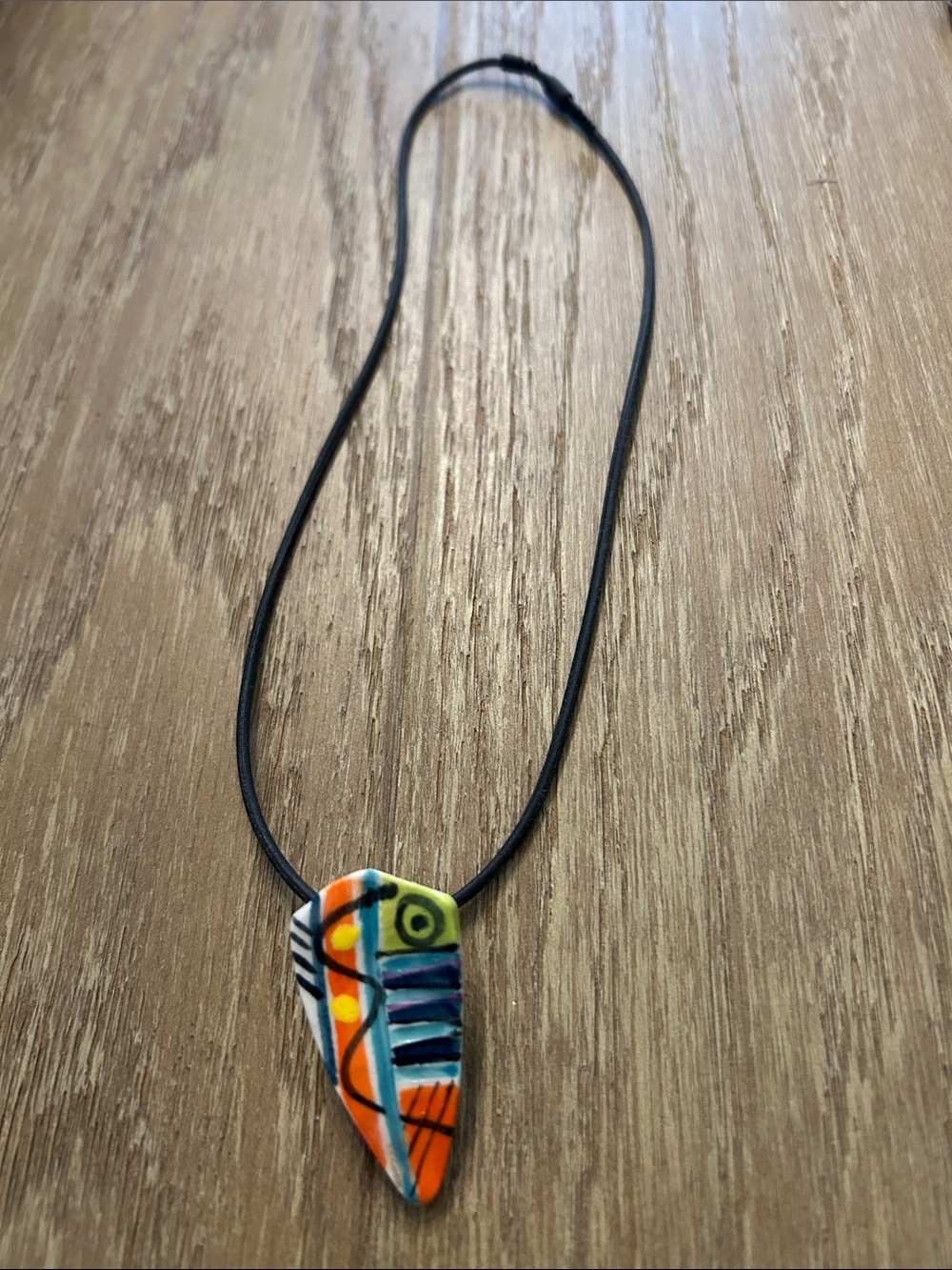 Ceramic pendant necklace abstract design